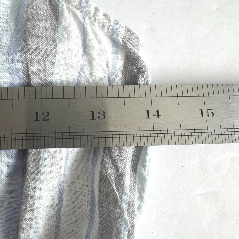 Madison Grey Coastal Cottage Blue Striped Cotton Ruffles Smocked Midi Dress Sz S - Picture 6 of 10